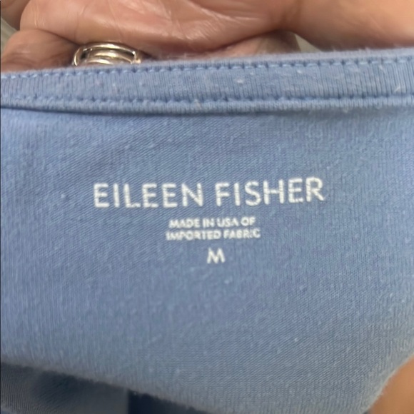 Eileen Fisher Blue Midi Sundress Hi Low with Ruched V-neck - Picture 12 of 12